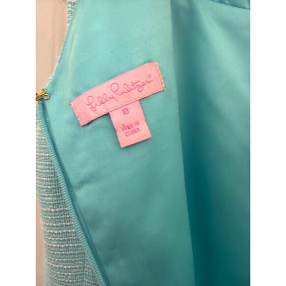 Lilly Pulitzer Patt Dress Women's Size 10 Shorley Blue Textured Classic Luxury - Picture 6 of 12